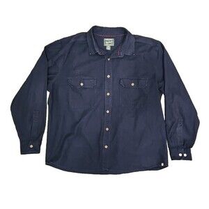 Woolrich Flannel Mens 2XL Navy Blue Long Sleeve Heavyweight Button Up Vintage